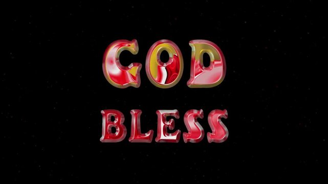 God bless us text animation. 3d render gold chrome text animation. Perfect for background visuals, motion graphics, branding, religious theme, wallpapers, and digital design projects.