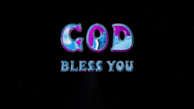 God bless you text animation. 3d render gold chrome text animation. Perfect for background visuals, motion graphics, branding, religious theme, wallpapers, and digital design projects.