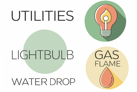 Energy crisis and utility cost concept with lightbulb and flame drop icon. Financial problem with electricity and gas bill. Vector illustration for banner, website