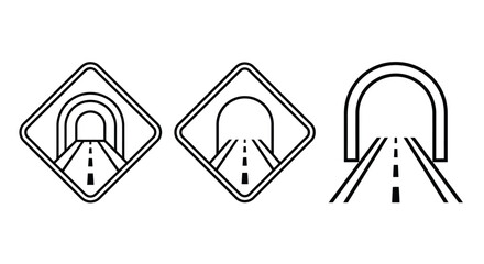 road curve warning signs black line art on white background © MD REZAUL KARIM