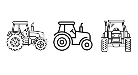 tractor line art icons set on white background © MD REZAUL KARIM
