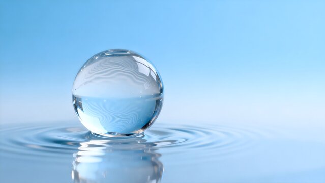 Glass sphere in water with ripples