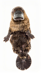 Fototapeta premium Platypus isolated on white background, unusual semiaquatic monotreme mammal with duck-like bill