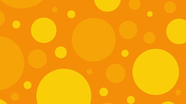 Abstract orange and yellow circle animated background. Moving circular shapes appearing and rotating. Modern flat wallpaper