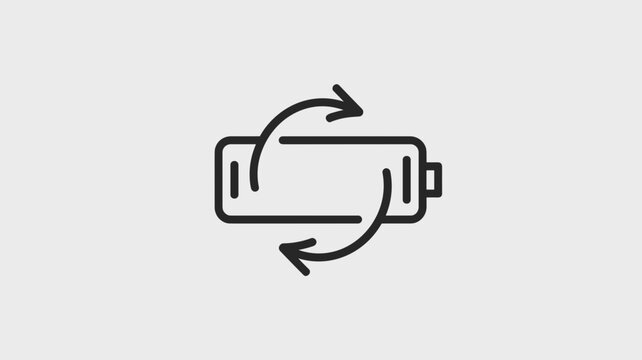 Technical battery mark with circular flow arrow &ndash; Suitable for hardware specifications, battery life tips, or energy efficiency.
