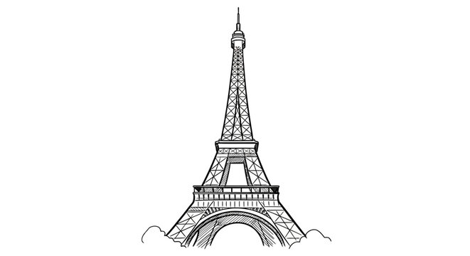 Eiffel Tower Illustration: A meticulously crafted illustration of the iconic Eiffel Tower, a timeless symbol of architectural brilliance and cultural significance.