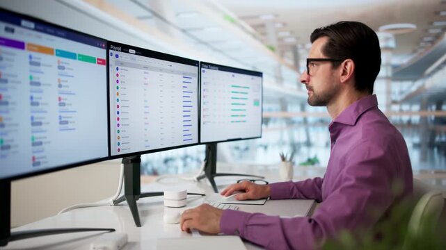 Payroll Manager Reviewing Employee Salary Data On Computer