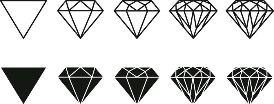 Geometric vector shapes exploring triangle and diamond variations for design