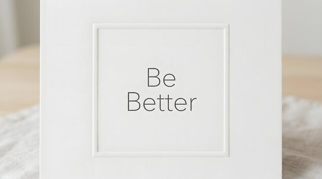 Be Better Message: A close-up of a minimalist, clean-looking square with the motivational phrase Be Better in a simple, elegant font, conveying a sense of self-improvement and aspiration.