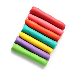 Fototapeta premium Many different colorful plasticine isolated on white background