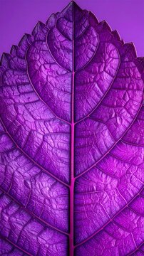Extreme close-up macro of a vibrant purple leaf showing intricate vein patterns and organic texture