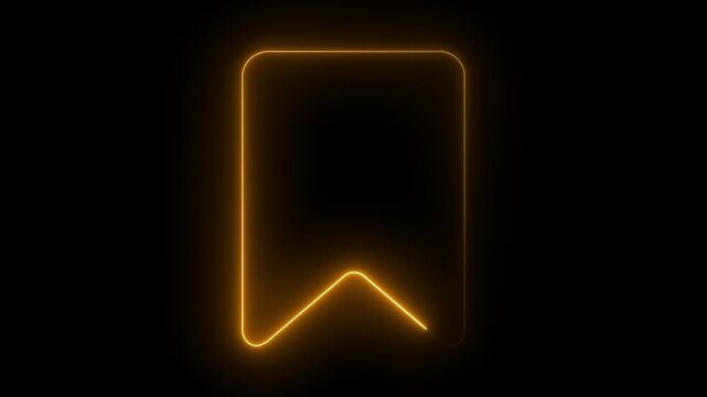 Glowing neon bookmark animation, minimalist ui interface for digital apps and web