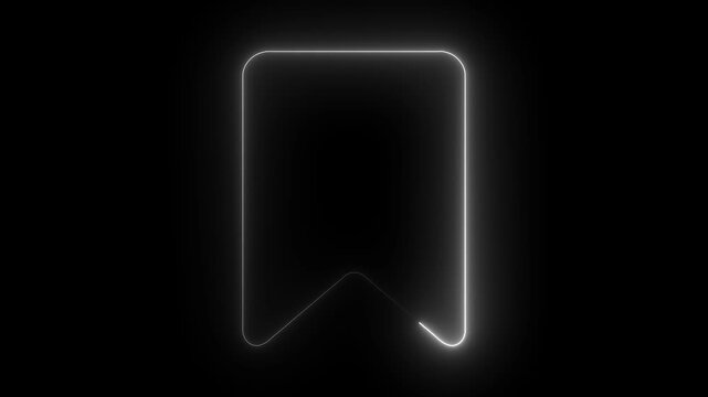 Neon glowing bookmark animation, minimalist ui interface for digital apps and websites