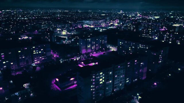night view of the city cyberpunk stile