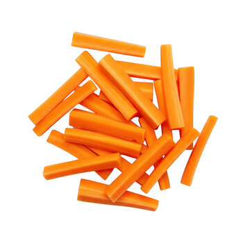 Pile of julienned carrots vibrant orange vegetable sticks on transparent background high quality