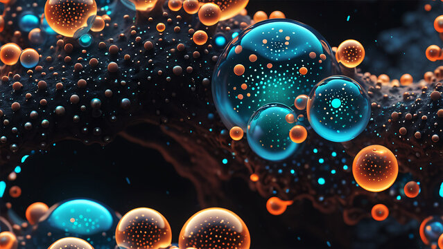 Abstract Bubble Cosmos With Floating Colorful Spheres