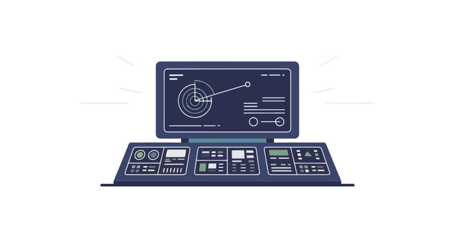 Futuristic dashboard with digital charts and control panel, technology concept