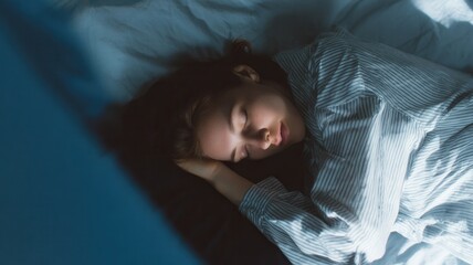 Young woman sleeping peacefully in bed, experiencing comfort and deep relaxation in home a environment tranquil