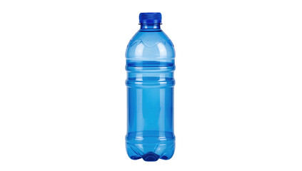 Fototapeta premium A single blue plastic water bottle sitting on a clean white background, perfect for use in illustrations or designs