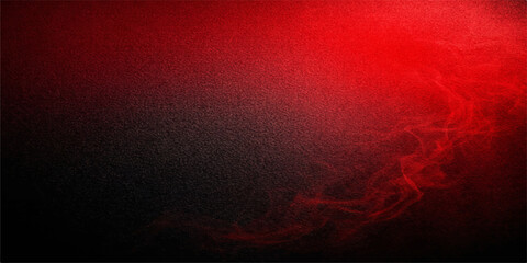 A dark vintage red grunge background with a textured paper wall pattern and smoky fire flame design creates an old dirty paint art backdrop for wallpaper © Kazim