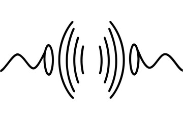 Fototapeta premium Sound wave, audio signal, music waveform, black line icon, vector graphic