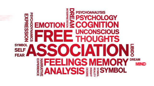 Free Association animated word cloud-text design animation tag kinetic typography seamless loop.