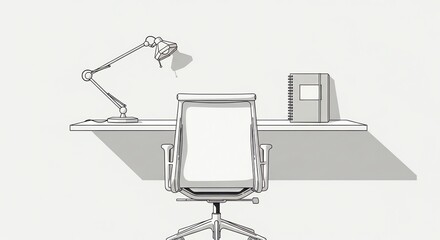 Fototapeta premium Minimalist Office Desk Setup with Chair and Accessories for Work or Study.
