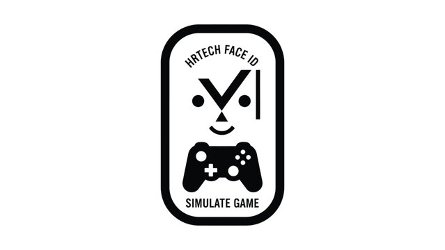 A logo for a gaming company with a unique face design