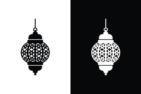 Black and white hanging lantern with intricate pattern designs