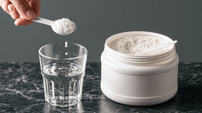 Raw egg white protein preparation after workout.