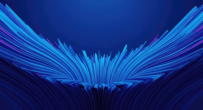 Deep blue digital space shows unseen gravitational pull distorting the fabric of the conceptual void, illustrating fundamental physical laws, energy, space, current