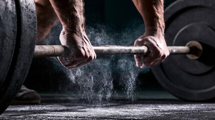 Naklejka premium A barbell heavy deadlift exercise.