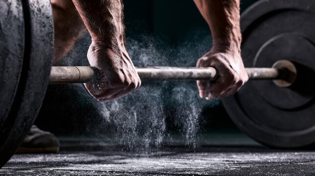 A barbell heavy deadlift exercise.