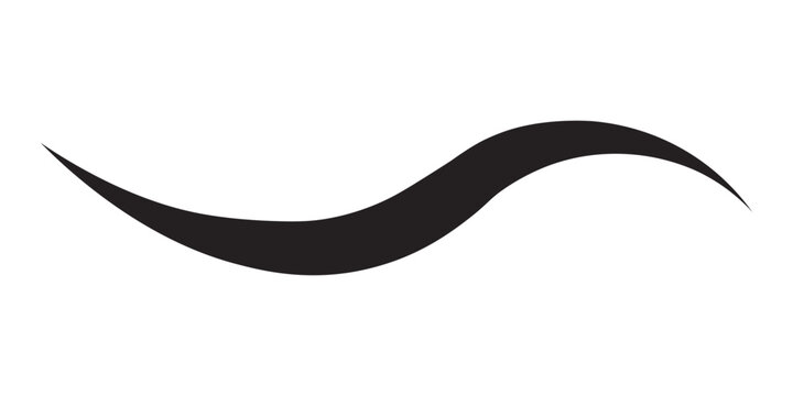 Hand drawn curly swiss, swashes, swoop. Calligraphy swirl. Highlight text element Vector isolated on transparent background. Underline typography tail shape.