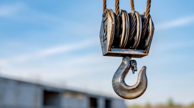 Tower crane load hook and block assembly.