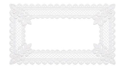 Lace doily rectangle frame with floral ornament detail. © RK graphics