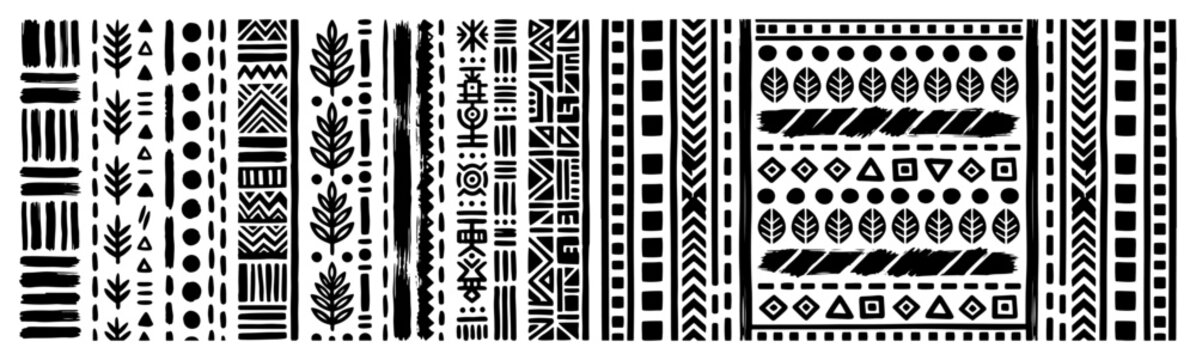 Ethnic tribal pattern with vertical geometric motifs in folk style