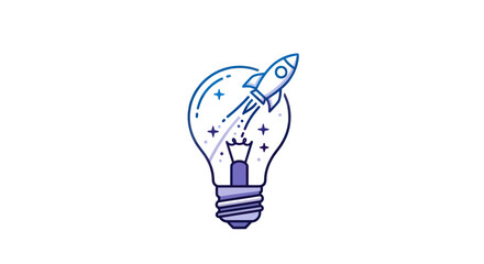 Rocket Launching Out of Light Bulb - Concept of Innovation, New Ideas, and Startup © Beat
