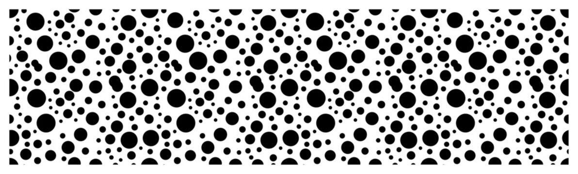 Polka dot pattern banner with scattered circles of various sizes in clean geometric style
