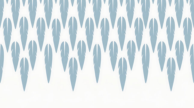 Minimalist blue feather pattern on white background