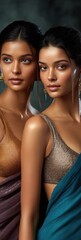 Fototapeta premium Two Women in Saris Fictional Character Created By Generative AI
