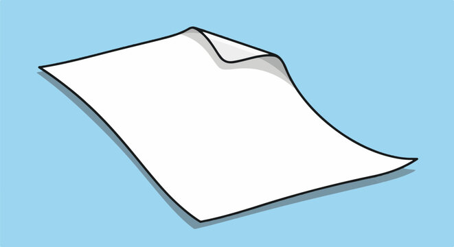 Blank white paper with a bent corner floats against a light blue background