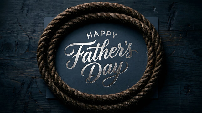 Happy father's day rustic rope frame with chalkboard typography