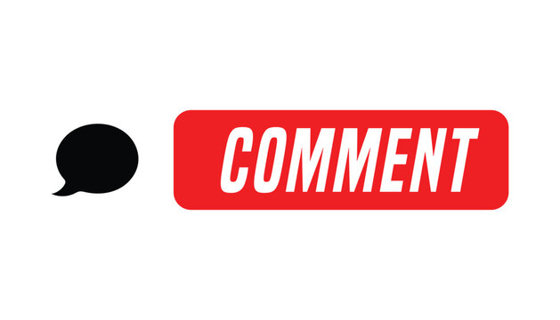 Comment Button with Speech Bubble Social Media UI Red Interaction Banner