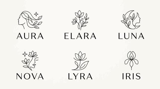 Minimalist flower and plant line art.
