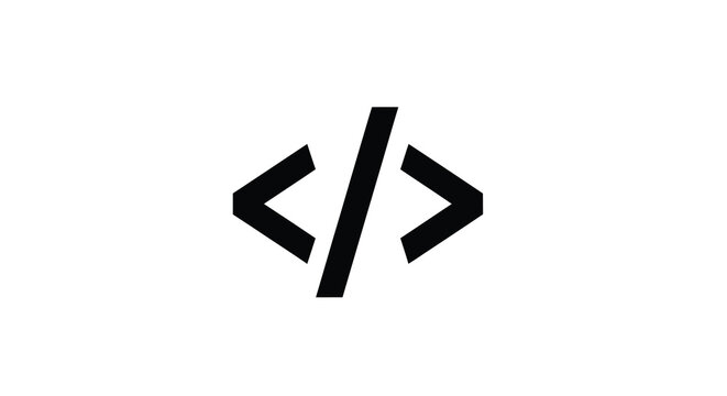 Code brackets icon black angular less than and greater than symbols on a white background high quality professional detailed modern elegant