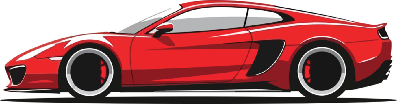 Red sports car vector illustration with white background, hot rod