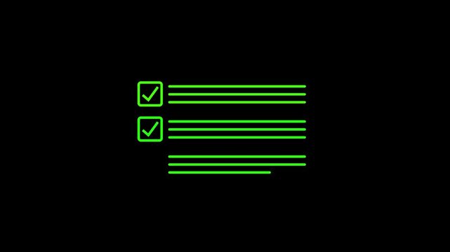 Tick correct sign mark in checkbox for quality document control checklist and business approve project concept. Digital survey, online form, completion, progress, success, goal.