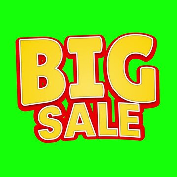 Big sale animation with bold text on green screen background for marketing promotion