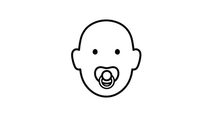 Obraz premium Simple Outline Drawing of a Baby's Face with Pacifier